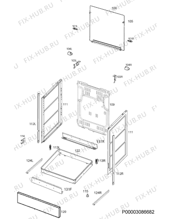 Взрыв-схема плиты (духовки) Electrolux EKG954101X - Схема узла Housing 001